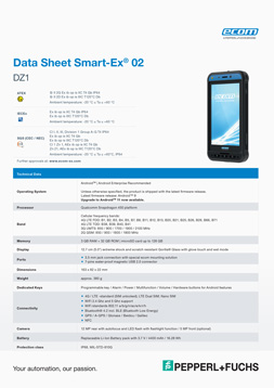 Ecom Smart-Ex DZ1 datasheet